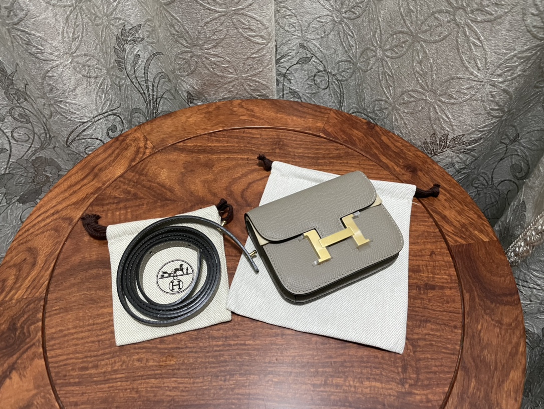 에르메스 콘스탄스백 미니 그레이 금장